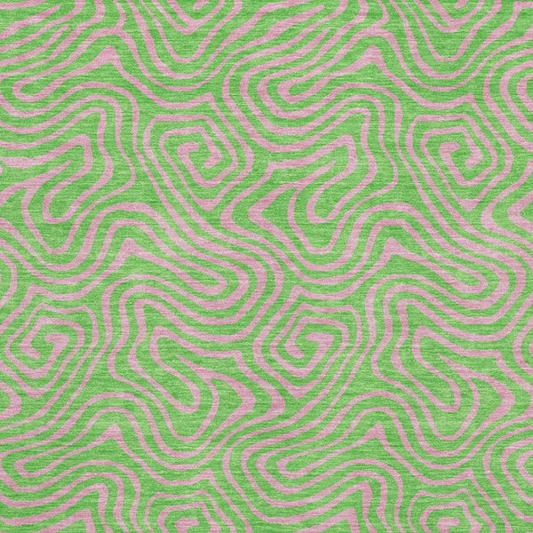 HomeRoots 9' X 12' Vibrant Lime Green and Pink Abstract Washable Area Rug with UV Protection for Homes 680968