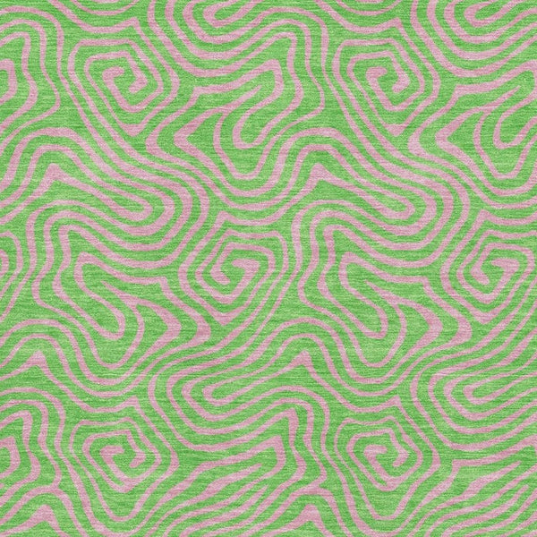 HomeRoots 10' Modern Lime Green and Pink Abstract Area Rug - Washable, UV-Protected, Stain-Resistant Design 680969