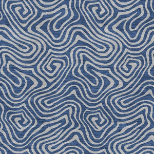 HomeRoots 5' X 8' Navy Blue & White Abstract Area Rug – Washable, UV-Protected, Modern Coastal Design for Any Room 680971