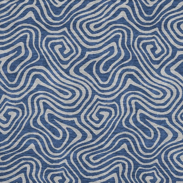 HomeRoots 9' X 12' Navy Blue Abstract Area Rug – Washable, UV Protected, Durable for Homes with Kids & Pets! 680974