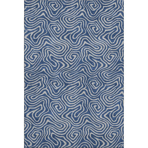 HomeRoots 10' X 14' Navy Blue and White Abstract Area Rug - Washable, UV Protected, Stylish for Busy Homes 680975