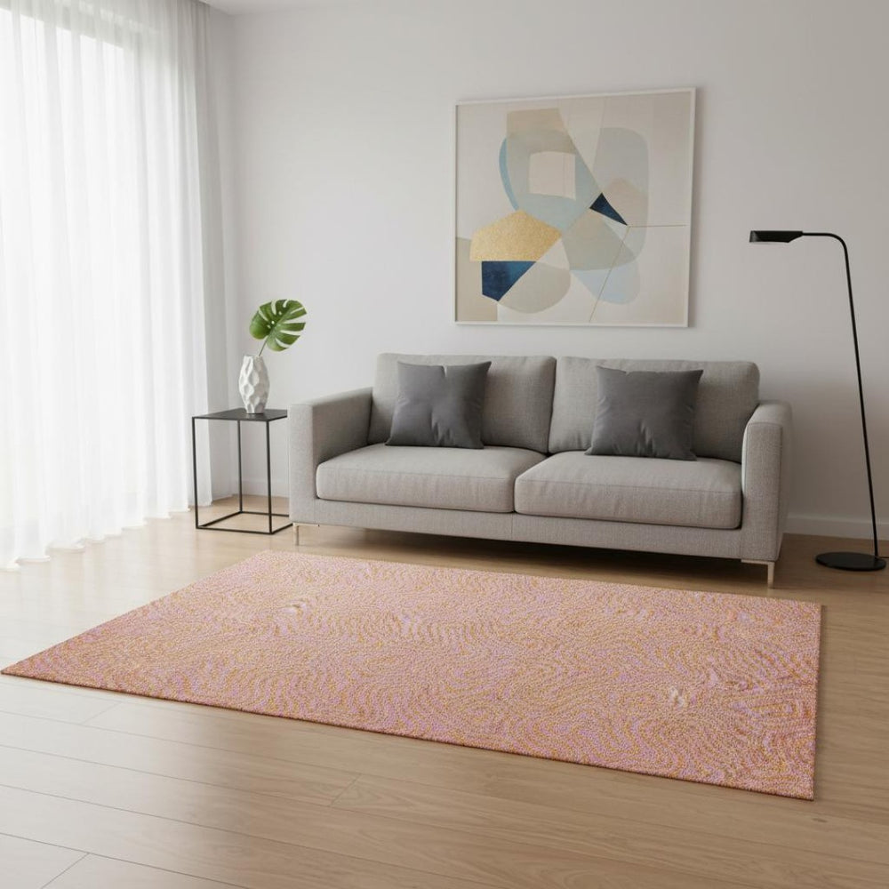 HomeRoots 5' X 8' Vibrant Pink and Orange Abstract Washable Area Rug with UV Protection for Home Décor 680977