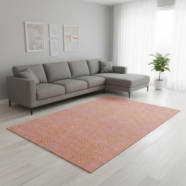 HomeRoots 8' X 10' Vibrant Pink and Orange Abstract Washable Area Rug with UV Protection for Busy Homes 680979