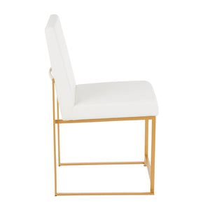 English Elm High Back Fuji Chic Dining Chair Set In Gold & White Faux Leather – Modern Glam For Any Space! B202P223546