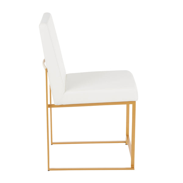 English Elm High Back Fuji Chic Dining Chair Set In Gold & White Faux Leather – Modern Glam For Any Space! B202P223546