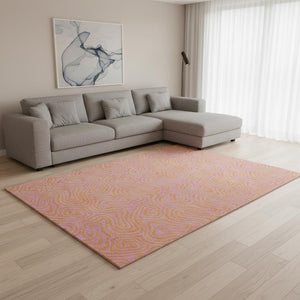HomeRoots 9' X 12' Bold Pink and Orange Abstract Area Rug – Durable, Washable, UV-Protected for Modern Homes 680980