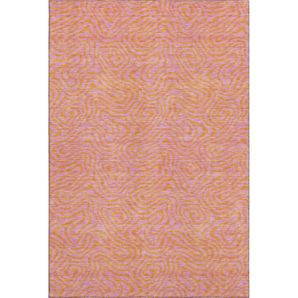 HomeRoots 9' X 12' Bold Pink and Orange Abstract Area Rug – Durable, Washable, UV-Protected for Modern Homes 680980