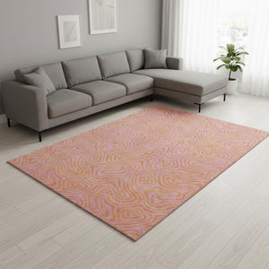 HomeRoots 10' X 14' Vibrant Pink and Orange Abstract Washable Area Rug with UV Protection for Easy Care 680981