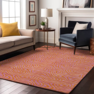 HomeRoots 10' X 14' Vibrant Pink and Orange Abstract Washable Area Rug with UV Protection for Easy Care 680981