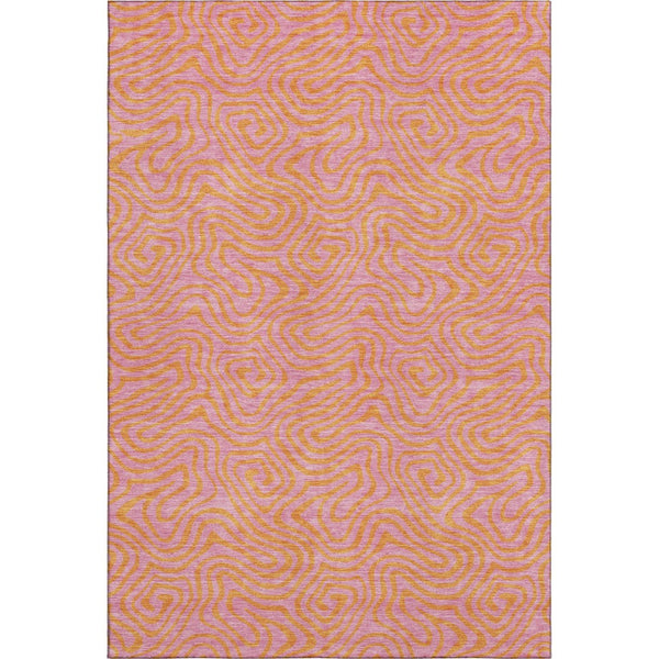 HomeRoots 10' X 14' Vibrant Pink and Orange Abstract Washable Area Rug with UV Protection for Easy Care 680981