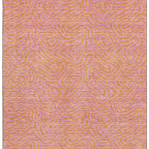 HomeRoots 10' X 14' Vibrant Pink and Orange Abstract Washable Area Rug with UV Protection for Easy Care 680981