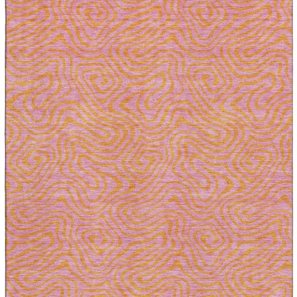 HomeRoots 10' X 14' Vibrant Pink and Orange Abstract Washable Area Rug with UV Protection for Easy Care 680981
