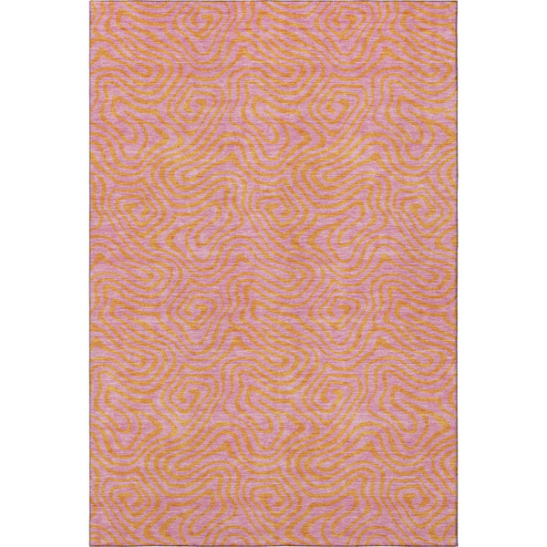 HomeRoots 10' X 14' Vibrant Pink and Orange Abstract Washable Area Rug with UV Protection for Easy Care 680981