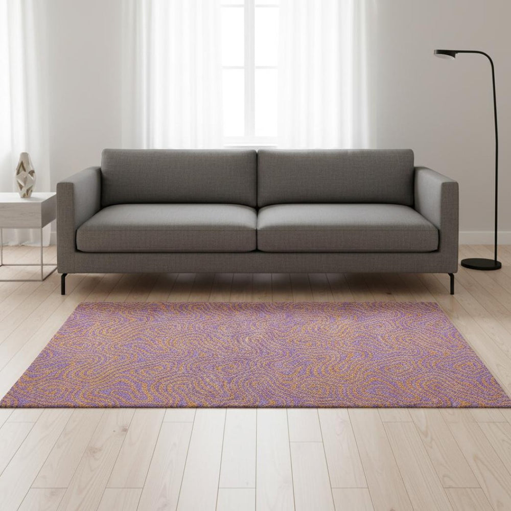 HomeRoots 5' X 8' Purple and Orange Abstract Area Rug - Washable, UV Protected, Durable, Perfect for Families 680983
