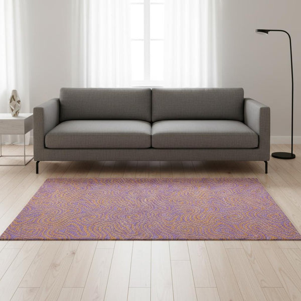 HomeRoots 5' X 8' Purple and Orange Abstract Area Rug - Washable, UV Protected, Durable, Perfect for Families 680983