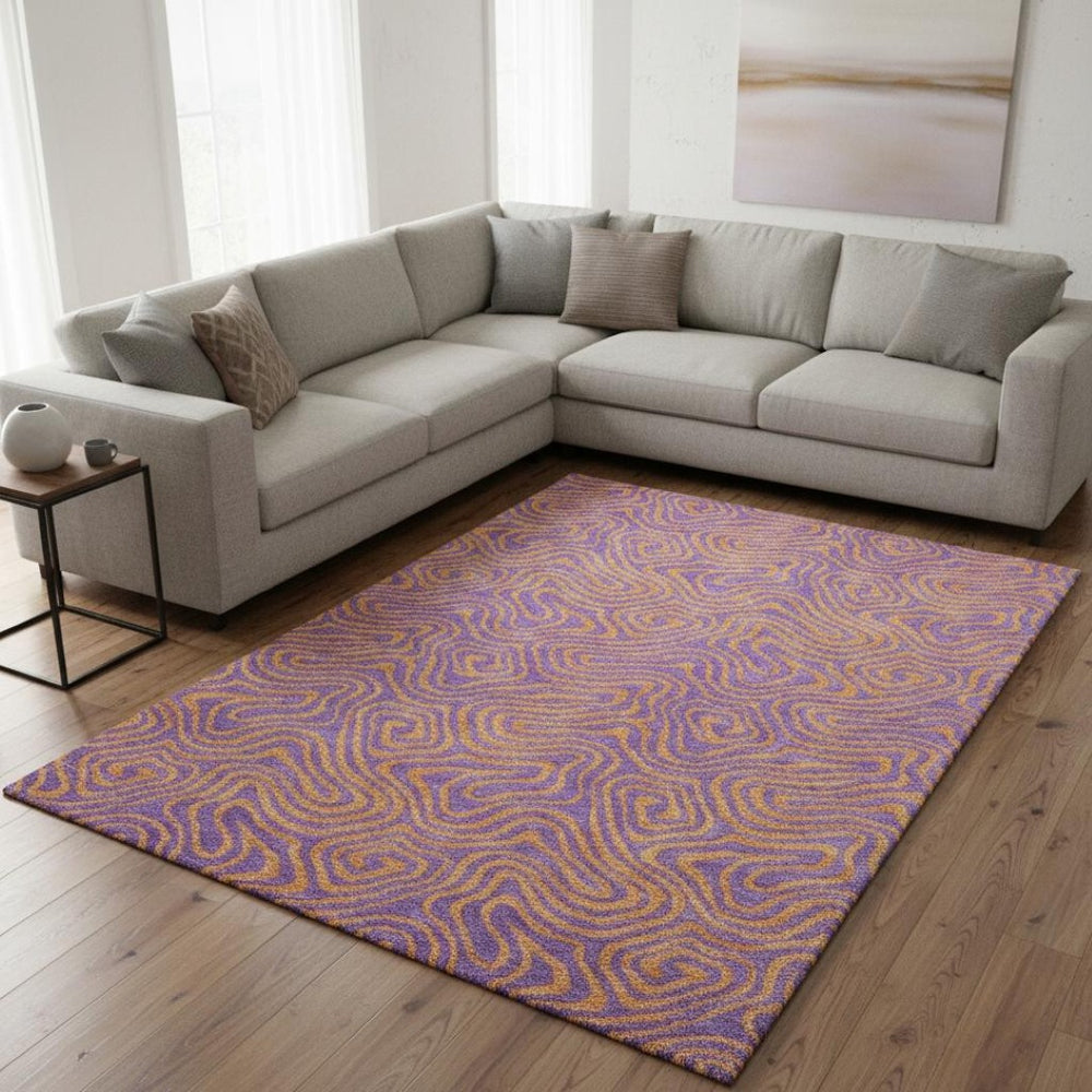HomeRoots 8' X 10' Vibrant Purple & Orange Abstract Washable Area Rug with UV Protection for Busy Homes 680985