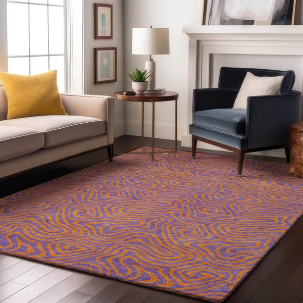 HomeRoots 9' X 12' Vibrant Purple And Orange Abstract Area Rug - Washable, UV-Protected & Stain-Resistant! 680986