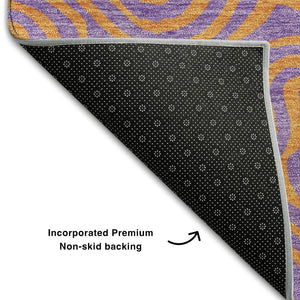 HomeRoots 9' X 12' Vibrant Purple And Orange Abstract Area Rug - Washable, UV-Protected & Stain-Resistant! 680986