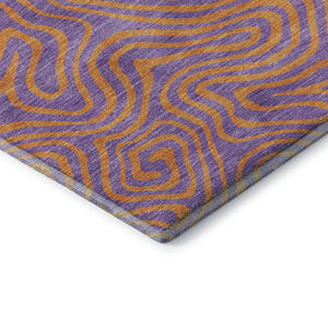 HomeRoots 9' X 12' Vibrant Purple And Orange Abstract Area Rug - Washable, UV-Protected & Stain-Resistant! 680986