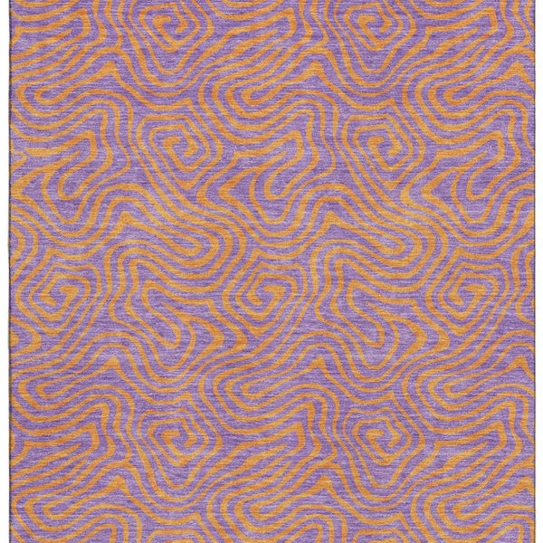HomeRoots 9' X 12' Vibrant Purple And Orange Abstract Area Rug - Washable, UV-Protected & Stain-Resistant! 680986