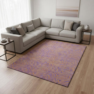 HomeRoots 10' X 14' Vibrant Purple & Orange Abstract Area Rug - Durable, Washable, UV Protected for Homes 680987