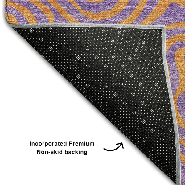 HomeRoots 10' X 14' Vibrant Purple & Orange Abstract Area Rug - Durable, Washable, UV Protected for Homes 680987
