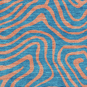 HomeRoots 5' X 8' Teal and Peach Abstract Area Rug - Washable, UV-Protected, Stain-Resistant, Durable Design 680989