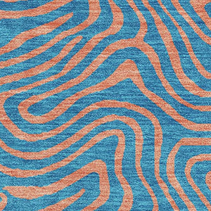 HomeRoots 8' X 10' Teal and Peach Abstract Area Rug - Washable, UV-Protected, Soft, Stain-Resistant Design 680991