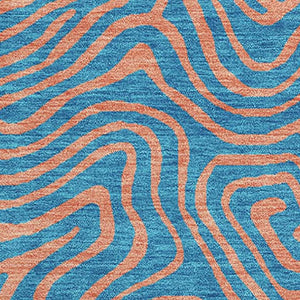 HomeRoots 9' X 12' Teal and Peach Abstract Washable Area Rug - Kid & Pet Friendly, UV Resistant, Durable Design 680992