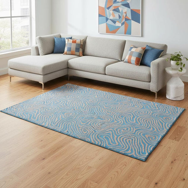 HomeRoots 10' X 14' Teal and Peach Abstract Washable Area Rug – Stylish, UV-Protected & Stain-Resistant Design 680993