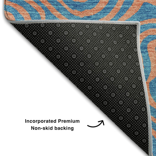 HomeRoots 10' X 14' Teal and Peach Abstract Washable Area Rug – Stylish, UV-Protected & Stain-Resistant Design 680993
