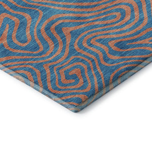 HomeRoots 10' X 14' Teal and Peach Abstract Washable Area Rug – Stylish, UV-Protected & Stain-Resistant Design 680993
