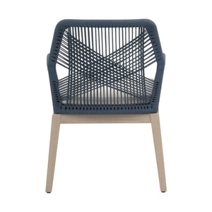 Loom Outdoor Arm Chairs Set of 2 Rope Weave Aluminum Frame Teak Finish Patio Seating