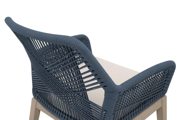 Loom Outdoor Arm Chairs Set of 2 Rope Weave Aluminum Frame Teak Finish Patio Seating