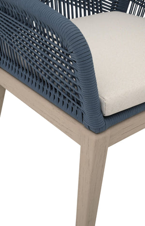 Loom Outdoor Arm Chairs Set of 2 Rope Weave Aluminum Frame Teak Finish Patio Seating