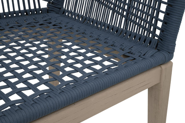 Loom Outdoor Arm Chairs Set of 2 Rope Weave Aluminum Frame Teak Finish Patio Seating
