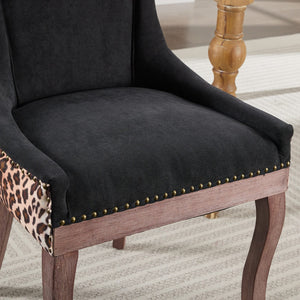 English Elm A&A Luxe Velvet Swivel Barstool with Gold-Plated 17.7" Base, Tufted Back, Ergonomic Waist Support Leopard W1143P209903