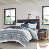 INK+IVY Mila Global Inspired 3 Piece Cotton Duvet Cover Set with Chenille Tufting II12-1064 Navy