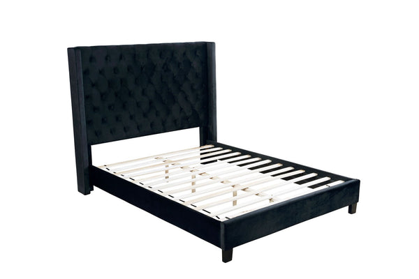 English Elm Modern Wingback Eastern King Bed Velvet Upholstered Tufted Headboard Bedroom Frame B2741S00845