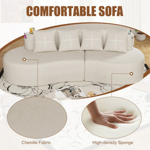 English Elm Modern Half Moon Chenille Sectional Three Seat Curved Sofa for Living Room or Apartment Beige W395P435337