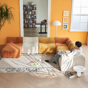 English Elm Modular Teddy Fleece Cloud Sectional Legless Sofa for Living Room Apartment W1765S00128