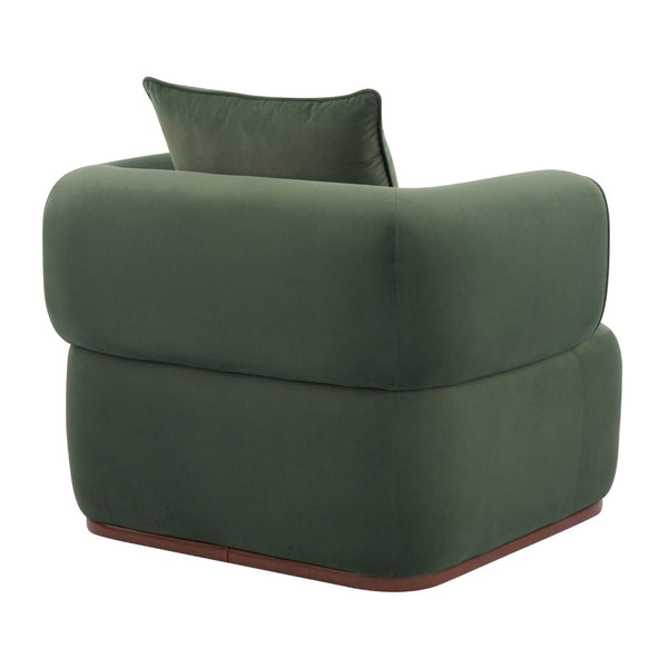 English Elm Bblythe Velvet Accent Chair Wrap Around Backrest Solid Wood Frame Cozy Reading Nook Sage N776P418607S