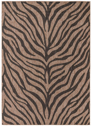 Unique Loom Outdoor Safari Tsavo Machine Made Animal Print Rug Natural, Ivory 7' 10" x 11' 0"