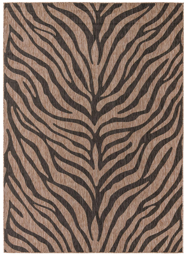 Unique Loom Outdoor Safari Tsavo Machine Made Animal Print Rug Natural, Ivory 7' 10" x 11' 0"