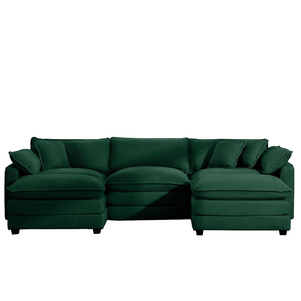 English Elm Oversized Modular Sofa Set - Versatile L-Shaped Deep Seating With Ottoman, Plush Corduroy Comfort! W714S00818-GIGA