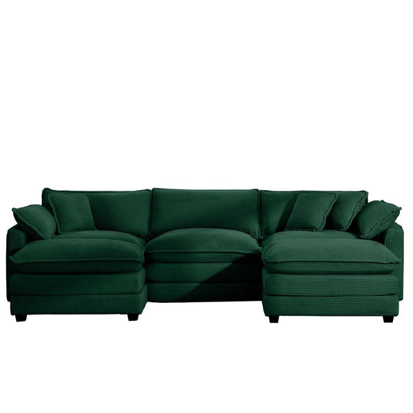 English Elm Oversized Modular Sofa Set - Versatile L-Shaped Deep Seating With Ottoman, Plush Corduroy Comfort! W714S00818-GIGA