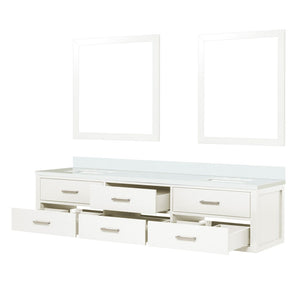 English Elm White Double Bath Vanity Set With White Quartz Top & 36" Framed Mirrors For Elegant Bathrooms B2731S01578-GIGA