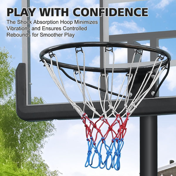 English Elm Double Fish Portable Basketball Hoop Adjustable 6.5 to 10 Ft Steel Rim Rust Proof W3087P251058