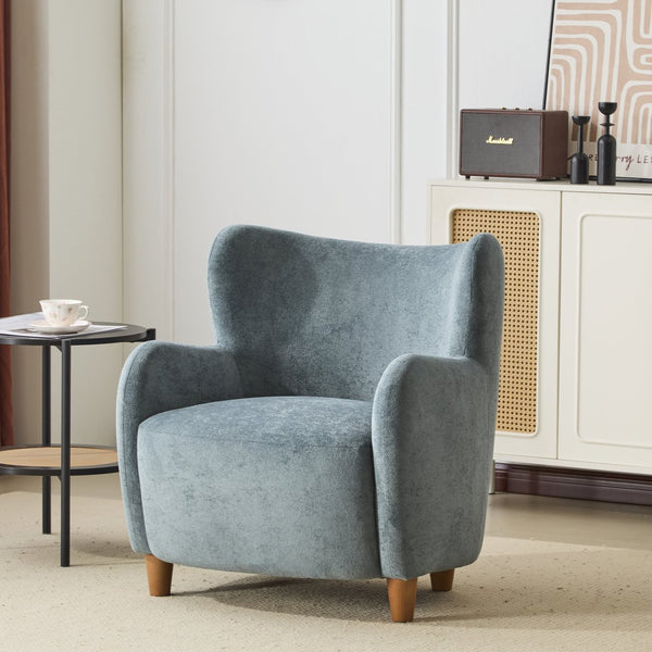 English Elm Christopher Knight Home® - Lucia Velvet Wingback Armchair with Pocket Spring Cushion, Mid-Century Birch Legs, Luxe Comfort Dusty Blue,Teak 31.5 L x 30.75 W x 30.5 H N776P205426B