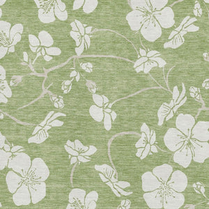 HomeRoots 8' X 10' Artichoke Green Floral Area Rug - Washable, UV Protected, Durable for High-Traffic Homes 681003
